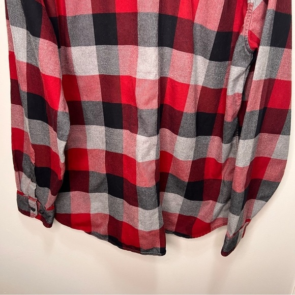 Eddie Bauer Red, Black & Grey Plaid Button Down Shirt 100% Cotton Size XL - Picture 6 of 10